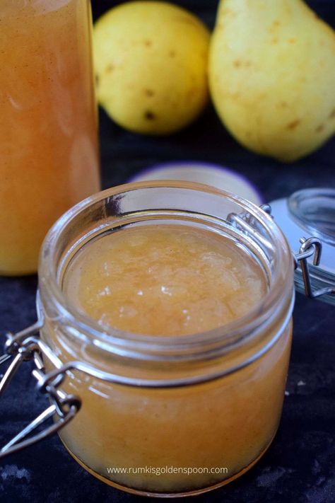 Pear Jam Recipe No Pectin, Asian Pear Jam, Asian Pear Jam Recipe, Pear Jam Recipe, Easy Jam Recipe, Blueberry Jam Recipe, Easy Jam, Freezer Jam Recipes, Canned Pears