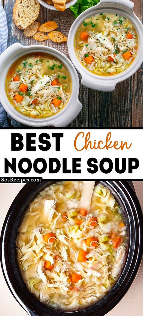 Chicken noodle soup is the ultimate comfort food, it takes you right back to childhood! The classic recipe takes a while to make, that’s why I was so excited to find this crockpot soup recipe. Instant pot chicken and noodles are always so convenient. #SlowCookerSoup #NoodleSoup #CrockpotSoup Chicken Noodle Instant Pot Recipes, Best Slow Cooker Chicken Noodle Soup, Slow Cooker Chicken Noodle Soup Easy, Chicken Noodle Soup Homemade Instapot, Creamy Crockpot Chicken Noodle Soup, Healthy Chicken Noodle Soup Crock Pot, Chicken Noodle Soup Homemade Crockpot, Creamy Chicken Noodle Soup Crock Pot, Chicken Vegetable Soup Crockpot