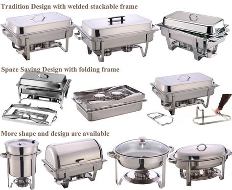 Buffet Food Warmer, Chafing Dishes Buffet, Chaffing Dish Display Diy, Catering Set Up, Chafing Dish Display Ideas, Catering Dishes, Caterers Kitchen, Food Warmer Buffet, Bake Sale Packaging