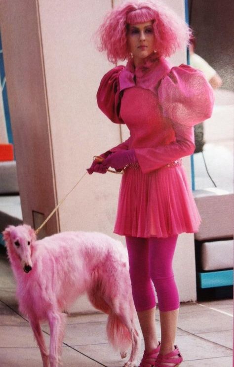 This is one of the two dogs (Borzoi or Russian Wolfhound) in the opening Capitol scene from The Hunger Games. Hunger Games Capitol, Hunger Games Outfits, Capitol Couture, Hunger Games Fashion, Drag Make-up, Hunger Games Movies, Pink Clothes, Hallowen Costume, Fashion Fail