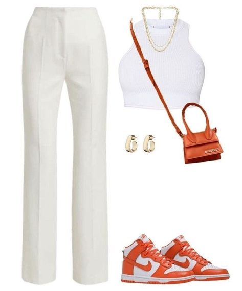 Pants Chique Outfits, Orange Outfit, White And Orange, Looks Street Style, Mode Inspo, 가을 패션, Teenage Fashion Outfits, Looks Style, Lookbook Outfits