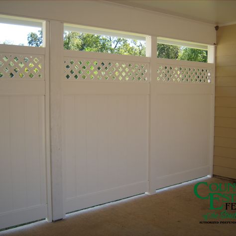 Country Estate® is the Original Vinyl Fence. Privacy Carport Ideas, Inexpensive Privacy Fence Ideas Creative, Small Privacy Wall, Mobile Home Privacy Fence, Enclose Carport Ideas, Carport Fence Ideas, Carport Door Ideas, Small Carport Ideas, Diy Carport Enclosure