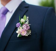 Purple Wedding Groom, Wedding Groom Boutonniere, Boutonniere Purple, Floral Hair Comb Wedding, Groomsman Boutonniere, Purple Boutonniere, Bridal Hair Pieces Flower, Bridesmaid Crown, Flower Headpiece Wedding