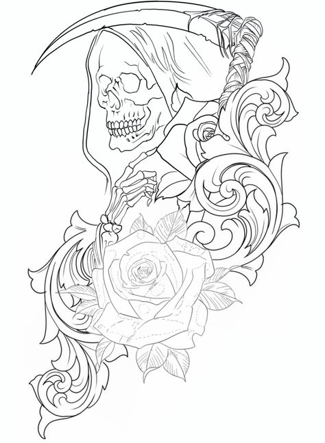 Skull Art Tattoo Black White, Mexican Pinup Tattoos, Skull Hand Tattoo Stencil, Santa Muerte Stencil, Forearm Tattoos Men Stencil, Badass Tattoo Designs Drawings, Leg Tattoo Stencil For Men, Best Tattoo Stencils, Santa Muerte Drawing Tattoo