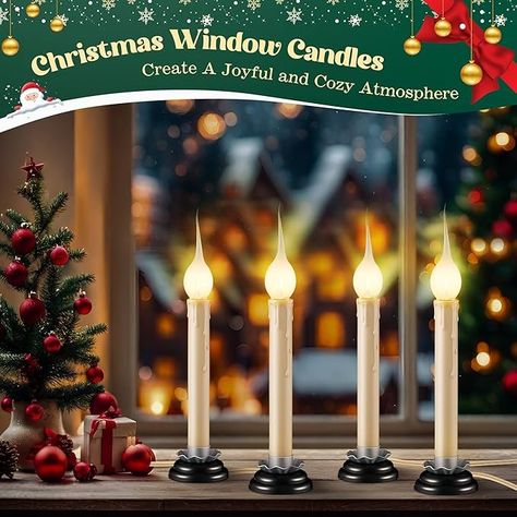 Amazon.com: Enhon 4 Pack Electric Window Candle Lights, 7 Inch LED Christmas Window Candles Plug in with Silicone Bulb, 120V C7 0.6W Warm White Country Rustic Candle Light with 5 FT Cord and On/Off Switch : Tools & Home Improvement Window Candle Lights, Led Window Candles, Christmas Window Candles, Electric Window Candles, Window Candle, Rustic Candle, Window Candles, Rustic Candles, Flameless Candles