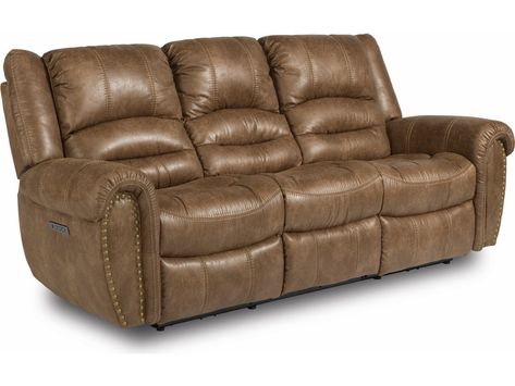 Flexsteel Living Room Power Reclining Sofa with Power Headrests 1010-62PH - Maynard's Home Microfiber Couch, Leather Sleeper Sofa, Power Reclining Sofa, Leather Living Room Set, Types Of Sofas, Living Room Leather, Best Sofa, Velvet Sofa, Power Recliners