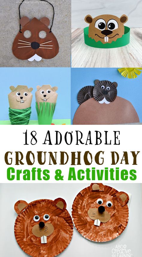 Kindergarten Groundhog Day Activities, Pre K Groundhog Day Crafts, Ground Hogs Day Crafts For Kids Preschool, Ground Hog Crafts For Kids, Groundhog Art Preschool, Ground Hog Day Crafts Toddlers, Easy Groundhog Day Crafts For Toddlers, Groundhog Craft Preschool, Groundhog Day Crafts For Preschoolers