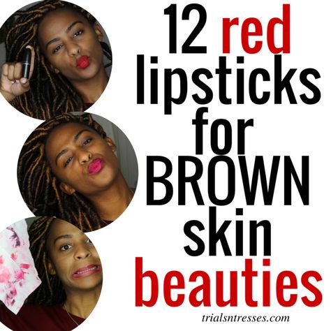 Red Lipstick Brown Skin, Red Lipstick For Brown Skin, Lipstick Shades For Brown Skin, Lipsticks For Brown Skin, Redish Brown Hair, True Red Lipstick, Lipstick On Brown Skin, Red Lipstick Shades, Lipstick For Dark Skin