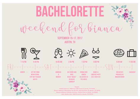 Bachelorette party agenda Bachelorette Party Agenda, Bachelorette Agenda, Bachelorette Invites, Party Agenda, Classy Hen Party, Party Timeline, Ariel Wedding, Party Itinerary, Bach Weekend