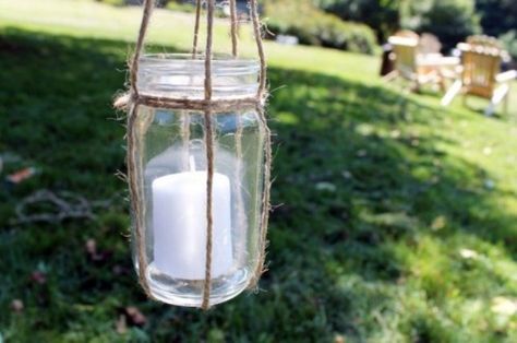 Light up the night with these great diy lanterns.. great for parties (and something to do with all those glass jars I seem to save and have no idea what to do with!) Hanging Candle Lanterns, Hanging Jars, Light Bulb Crafts, Hanging Candle, Diy Lamps, Jar Lanterns, Hanging Candles, Garden Lanterns, Diy Lanterns