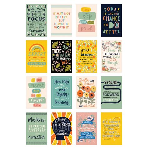 Add some inspiration to any space with the Carson Dellosa Motivational Posters for Classroom set. The poster bundle includes 16 posters (17" x 11" each) with inspirational quotes such as "Today is another chance to do better" and "Don't stop until you're proud" to encourage a positive mindset. The posters come in a variety of designs and colors to create one large display or several small displays. Motivational posters are perfect for classroom décor, office décor, and any type of room décor in between. Decorate your bulletin board, cork board, or white board, add to growth mindset wall décor, or frame the posters to put on your desk or as inspirational wall art.  Special Shipping Information: Item ships separately from other items in your order. Item cannot ship to a P.O. Box, APO, or PPO Posters For Classroom, Growth Mindset Posters, Carson Dellosa, Motivation Poster, Bulletin Board Decor, Daily Encouragement, Teacher Supplies, Student Motivation, Classroom Walls