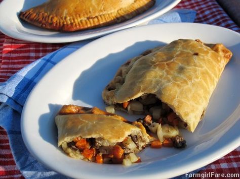 Farmgirl Fare: Recipe: How To Make Classic Cornish Beef Pasties Beef Pasties, Pasty Recipe, Jaime Oliver, Onion Potatoes, Cornish Pasty, Hot Mustard, Pasties Recipes, Hp Sauce, Cornish Pasties