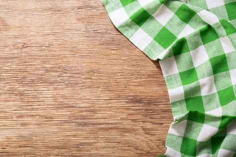 Kitchen Background, Photo Table, Table Top View, Kitchen Cloth, Checkered Tablecloth, Table Napkin, Green Checkered, Wooden Table Top, Cloth Napkin