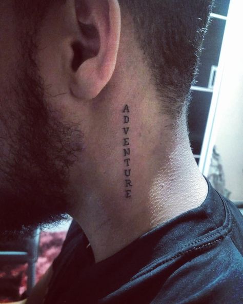 #tatto #adventure Vertical Text Tattoo, Vertical Text, Text Tattoo, Ear Tattoo, Behind Ear Tattoo, Tattoo Quotes, Tattoos