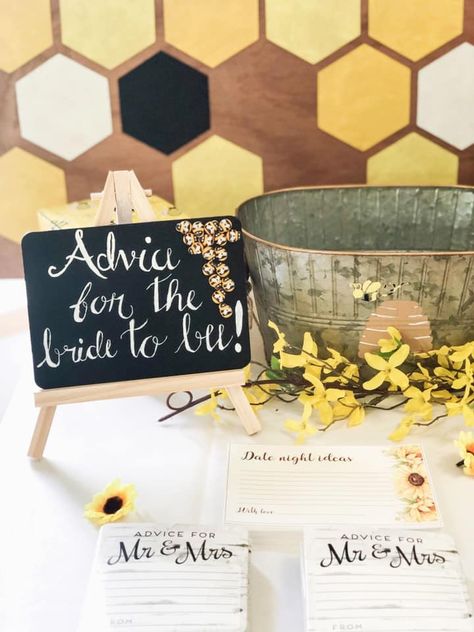 Bride To Bee Centerpieces, I Found My Honey Bridal Shower Theme, Bumble Themed Engagement Party, Honey Wedding Theme, Bridal Shower Theme Bee, She Found Her Honey Bridal Shower Ideas, Meant To Be Bridal Shower Theme, Bee Theme Wedding Shower Ideas, Bridal Shower Bride To Bee