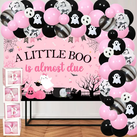 Halloween Baby Shower Decorations for Girl, A Little Boo is Almost Due Baby Shower Decorations, Halloween Balloon Garland with Baby Boxes for Pink Black Little Boo Party Decor #ad #alittlebooisalmostdue #boobabyshower #babyshowerideas #babyshowertheme #babyshowerthemes #littleboobabyshower #halloweenbabyshower #babyshowersupplies #halloween #babyshower Halloween Theme Birthday, Little Boo Is Almost Due, Halloween Baby Shower Theme, Purple Balloons, Halloween Balloons, 1st Birthday Decorations, Garland Arch