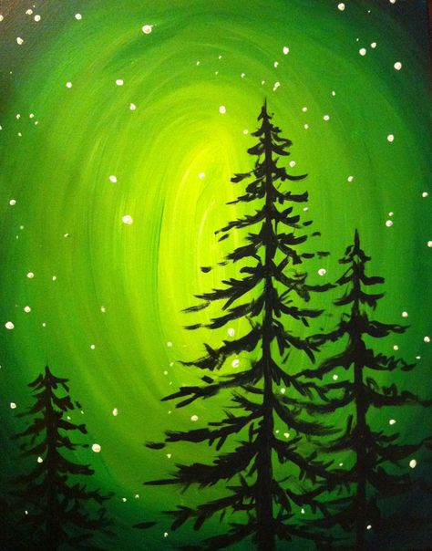 Glowing Evergreens Painting Library, Winter Art Projects, 4th Grade Art, School Art Projects, Night Painting, Winter Art, Painting Class, Art Classroom, Elementary Art