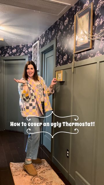 Ideas To Hide Thermostat, Disguise Thermostat On Wall, Hiding Thermostat On Wall, Thermostat Wall Decor, Hide Thermostat On Wall, Thermostat Cover Ideas, Thermostat Frame, Hide Thermostat, Hinged Picture Frame