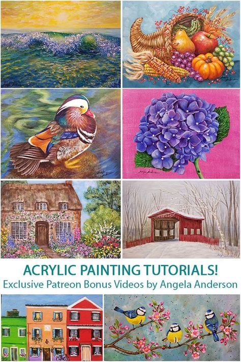 Exclusive Acrylic Painting Videos available only on Patreon! | Angela Anderson on Patreon Angel Painting Tutorial, Kathy Anderson Paintings, Angela Anderson Tutorials Paintings, Angel Acrylic Painting For Beginners, Carolyn Anderson Paintings, Art Gallery Interior, Watercolor Painting, Acrylic Painting Lessons, Acrylic Painting Tutorials