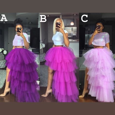 💕💕💕Which girl are you? A, B, C? #shopoyemwen Women Tutu Skirt Outfit Ideas, Tule Skirt Outfits, Tulle Skirt Outfit, Tutu Skirt Outfit, Tulle Skirts Outfit, Tulle Skirt Dress, Derby Outfits, Dinner Dress Classy, Afrikaanse Mode