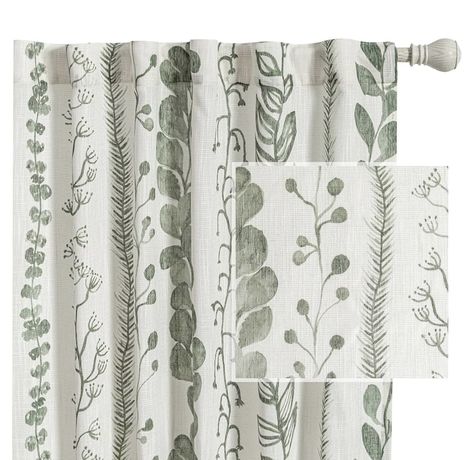 Green Curtains Living Room, Patterned Drapes, Green Curtains Bedroom, Olive Green Curtains, Sage Green Curtains, Farmhouse Living Room Curtains, Bedroom Linen, Tree Curtains, Elegant Draperies