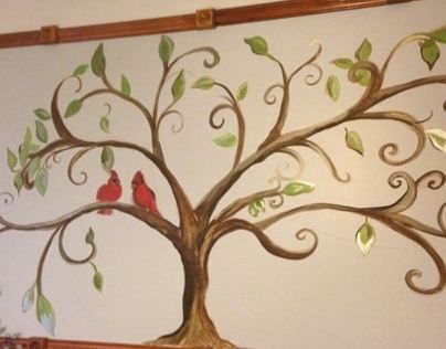 Corner Mural, Tree Of Life Mural, House Wall Mural, Family Tree Mural, Mural Tree, Whimsical Tree, Family Tree Tattoo, Pine Tree Tattoo, Tree Paintings