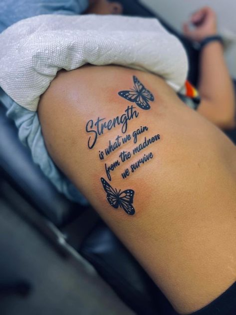 Thigh Tattoo Quotes, Cute Thigh Tattoos, Stomach Tattoos Women, Tattoos Quotes, Belly Tattoos, Meaningful Tattoo Quotes, Hand Tattoos For Girls, Cute Hand Tattoos, Pretty Hand Tattoos