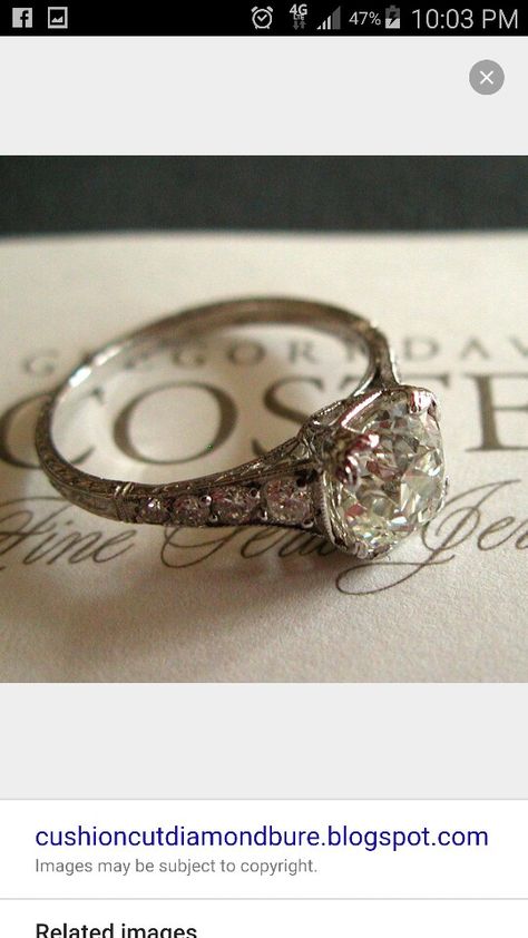 Gorgeous Antique Cushion Cut Diamond Ring, Antique Cushion Cut Diamond, Antique Cushion Cut, Antique Diamond Engagement Rings, Edwardian Engagement Ring, Cushion Cut Diamond Ring, Antique Cushion, Antique Engagement Ring, Cushion Cut Diamond