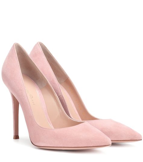 Gianvito 105 Suede Pumps - Gianvito Rossi | mytheresa Hak Tinggi, Pink Pumps, Satin Pumps, Denim Shoes, Pink Heels, Stiletto Pumps, Pink Shoes, Patent Leather Pumps, Footwear Design Women