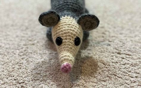 Free Crochet Opossum Pattern by Lucy Kate Crochet Crochet Opposum Pattern Free, Possum Crochet Pattern Free, Opossum Crochet Pattern Free, Crochet Possum Free Pattern, Crochet Possum, Crochet Opossum, Amigurumi Beginner, 2024 Crochet, Crochet Blanket Border