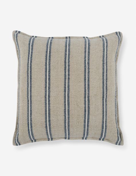 Maite Blue and White Oversized Throw Pillow Blue Accent Pillow, Modern Throw Pillows, Lulu And Georgia, Feather Pillows, Pillow Texture, Accent Throw Pillows, Linen Throw Pillow, Linen Throw, Cotton Throw Pillow