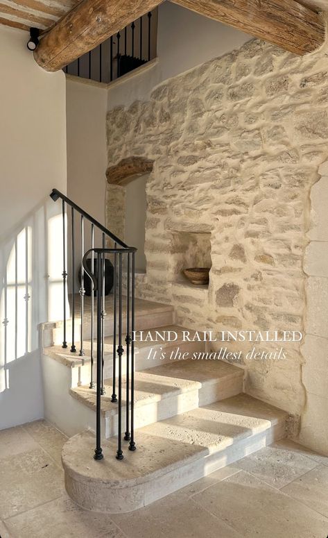 Farmhouse Renovation, Stone Stairs, Iron Work, Spanish House, January 12, Stone Houses, Stone House, French House, Stairs Design