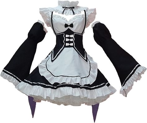 Dress With Socks, Maid Outfit Cosplay, Maid Outfit Anime, Cosplay For Women, Anting Manik, Fancy Dress Halloween Costumes, Maid Cosplay, Anime Maid, Dress With Stockings