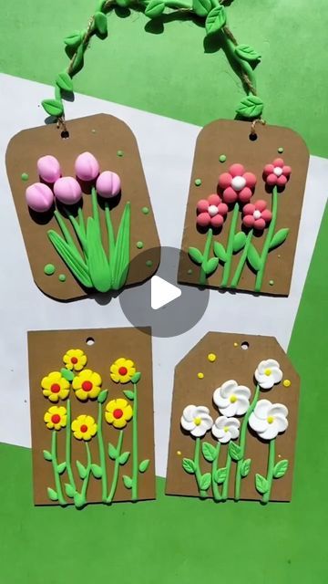 Itsy Bitsy Artsy I Art & Craft I Creative DIY | Make beautiful flower canvases 🌿🌷 🌸🌻🌼 from clay and cardboard  with some easy steps. People of all ages will love to make these nice... | Instagram Clay Ideas Aesthetic, Cardboard Flowers, Flower Clay, Kid Friendly Crafts, Amazing Decor, Clay Flower, Crafty Kids, Hanging Flowers, Kids' Crafts