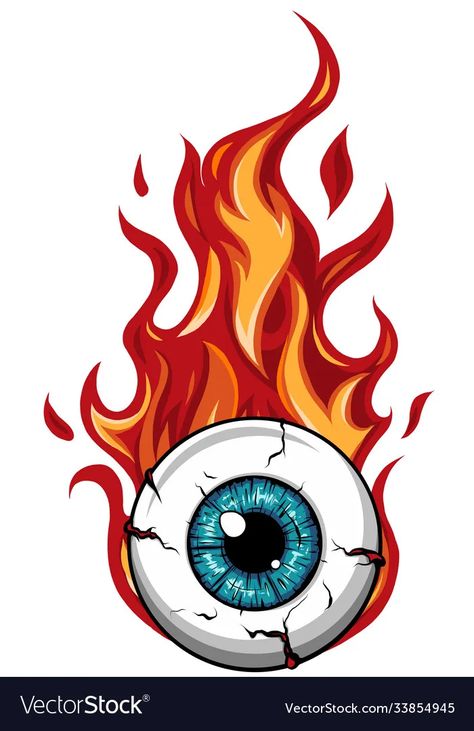 Flying Eyeball Art, Flying Eyeball, Fire Eyes, Fire Drawing, Eyeball Art, Graffiti Doodles, Flame Art, In Flames, Desenho Tattoo