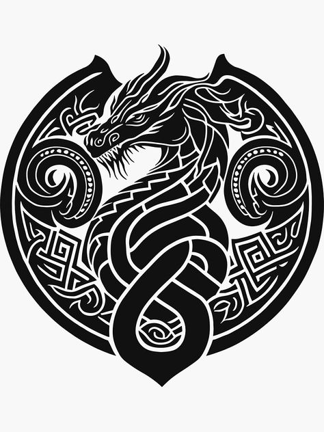 Dragon Tattoo Celtic, Celtic Animals Designs, Celtic Dragon Knotwork, Celtic Knotwork Animals, Graphic Design Inspiration Illustration, Circular Celtic Designs, Circular Tattoo, Dragon Tattoo Drawing, Celtic Dragon Tattoos