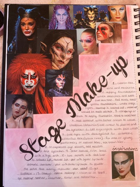 Mood Board Inspiration Art Gcse, Makeup Portfolio Book, Drama Portfolio Gcse, Makeup Mood Board Inspiration, Makeup Sketchbook, Drama Portfolio, Makeup Portfolio Ideas, Adventure Book Ideas, College Sketchbook