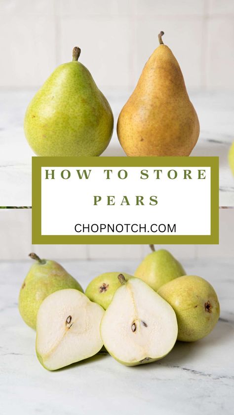 Ensure your pears stay fresh and delicious with our essential storage tips! Learn the best methods for storing both ripe and unripe pears to maintain their flavor and texture. From proper refrigeration techniques to ripening tips, our guide covers everything you need to know. #PearStorage #FreshProduce #FoodPreservation #ChopNotchTips #HealthyEating #KitchenHacks #FruitStorage #CookingWisdom #FreshAndFlavorful #KitchenTips Freeze Pears, Pear Varieties, Fast Easy Desserts, Drink Inspiration, Quick Easy Desserts, Storage Tips, Quick Weeknight Dinners, Recipe Board, How To Store