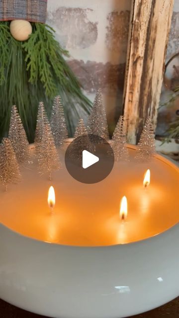 Greg Navage on Instagram: "Skating Pond Candle DIY ⛸️ 
*if trying this, be sure to keep the wicks on the other side and use 1 or at most 2 wicks depending on your bowl size. 

Place the candles in a large pot filled with water and bring to simmer a simmer. Allow the wax to melt completely. 

Remove 1 or 2 wicks from the candles, then place into one end of your bowl. Secure the wicks - you can use skewers to hold them in place.

Pour the melted wax from each candle into the bowl. Allow the wax to harden. Place your trees on the other end of the bowl and pour some more wax. Allow the second round of wax to harden, then cut the wicks before lighting. 

#christmas #christmasdecor #christmasdecorations #christmasdiy  #christmastime #christmascountdown #christmasmood #christmasvibes #christmassp Holiday Candles Diy, Candle Hacks, Diy Holiday Candles, Christmas Candle Crafts, Christmas Skating, Christmas Candles Diy, Candle Diy, Christmas Candle Decorations, Christmas Crafts To Make