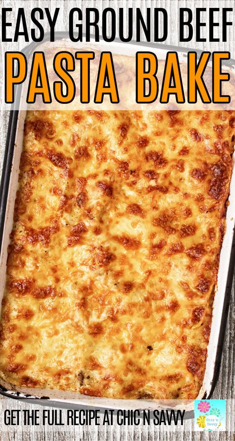 Easy Dinner Casseroles Beef, Easy Ground Beef Pasta Bake, Ground Beef Cheese Pasta, Dinner With Pasta Sauce, Beef Spaghetti Casserole, Baked Pasta Recipes With Ground Beef, Ground Beef Pasta Bake Recipes, Casseroles With Ground Beef Pasta, Rigatoni Bake Ground Beef