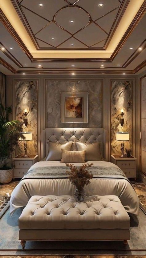 Royal Bedroom Design, Assiette Design, False Ceiling Bedroom, Luxury Bedroom Furniture, Luxury Room Bedroom, Bedroom Interior Design Luxury, Interior Design Your Home, Modern Luxury Bedroom, Luxury Bedroom Design