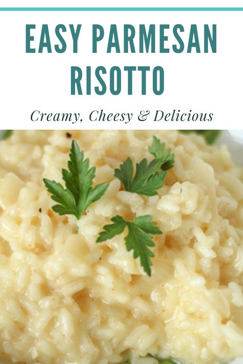 Looking for easy risotto recipes? Creamy, cheese risotto recipes are the absolute best, and this easy parmesan risotto recipe will be love at first bite! If you've ever wondered how to make risotto, this recipe has all the steps for the best risotto recipes ever! Fall risotto recipes are my favorite for cold days, and this cheesy vegetarian risotto recipes is the ultimate comfort food.   vegetable risotto recipes // Italian risotto recipes // This Celebrated Life Cheese Rositto Recipes, Recipes With Pinot Grigio, Best Rissoto, Creamy Parmesan Risotto, Authentic Italian Risotto, Basic Risotto Recipes, Rossito Recipes, Rissoto Recipes Easy, Cheesy Risotto Recipes