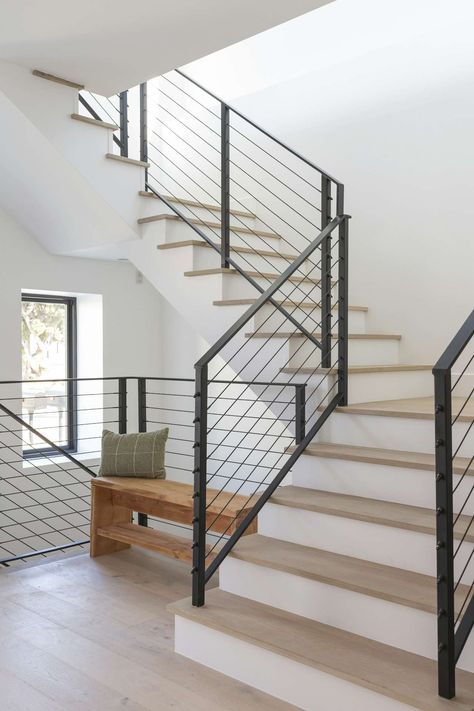 Photo 7 of 14 in Hermosa Beach Residence by Sow Home - Dwell Staircase Cable Railing, Modern Staircases, Cable Railing, Hermosa Beach, Modern Staircase, Container House Design, Staircases, Container House, Railing