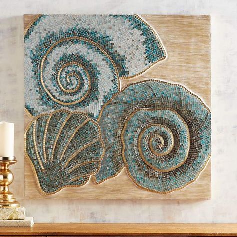 Mosaic Art Diy, Spiral Art, Shell Mosaic, Mosaic Art Projects, Blue Mosaic, Mosaic Diy, Indoor Patio Furniture, Coastal Cottage, Design Your Home