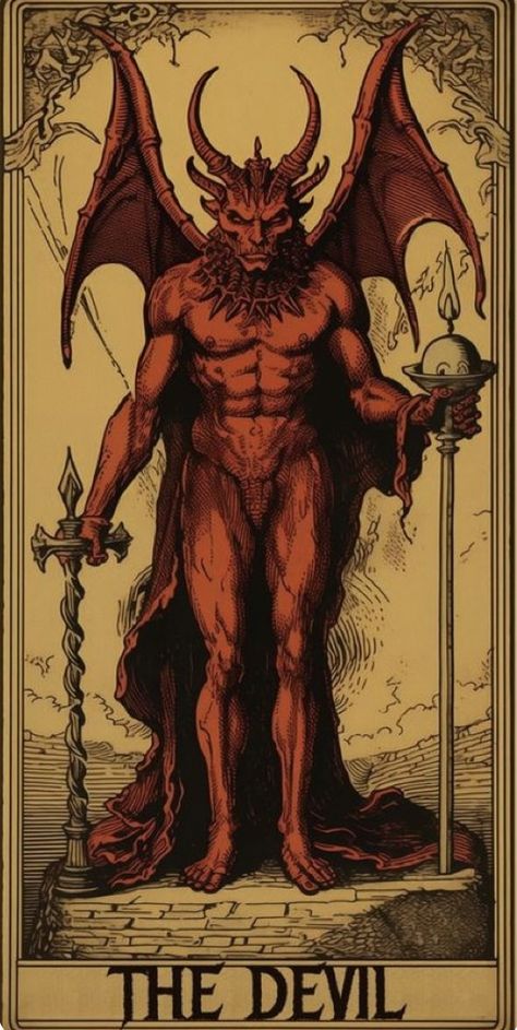 The Devil Tarot Card Art, Demon Face Tattoo, Demon Wallpaper, The Devil Tarot Card, Devil Tarot Card, Tarot Card Artwork, The Devil Tarot, Demon Face, Devil Art