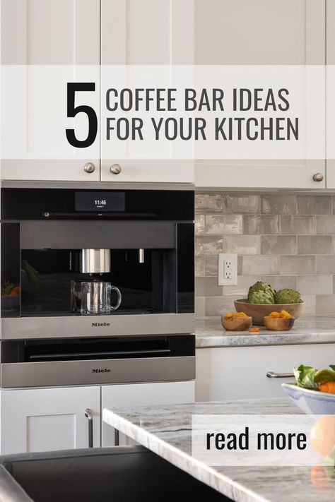 5 coffee bar ideas for your kitchen Kitchen Pantry With Coffee Station, Built In Miele Coffee Maker, Coffee Bar In Kitchen Cabinets, Miele Coffee Machine Built Ins, Built In Coffee Bar Ideas, Built In Coffee Bar Ideas Kitchen, Coffee Bar Built In, Built In Coffee Machine, Built In Coffee Bar