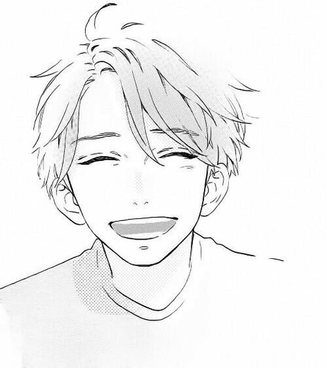 Man Smiling Drawing, Smile Drawing, Hirunaka No Ryuusei, Anime Smile, Anime Boy Sketch, 얼굴 그리기, Boy Drawing, Guy Drawing, Manga Boy