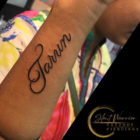 Tattooed by : @sunil.silentwarrior @silent_warrior_tattoos GT Central Mall #jaipur #tarun #name #nametattoo #armtattoo #tattoo #explore #tattooideas #artist #postoftheday #silentwarriortattoos Silent Warrior, Warrior Tattoos, Name Tattoo, Name Tattoos, Tattoo Idea, Tattoos And Piercings, Arm Tattoo, Jaipur, Piercings