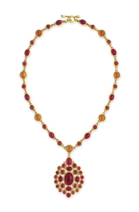 A TOURMALINE, GARNET AND DIAMOND PENDANT NECKLACE, BY TIFFANY & CO. Jar Jewelry, Sea House, Spessartite Garnet, Expensive Taste, Tourmaline Pendant, Diamond Pendant Necklace, High Jewelry, Pink Tourmaline, Tiffany & Co.