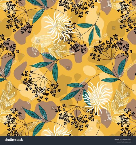 Allover Yellow Colored Flowers Pattern Green Stock Illustration 2489816987 | Shutterstock Allover Design Pattern, Digital Pattern Design, Shutter Stock, Ajrakh Prints, Allover Design, Allover Pattern, All Over Pattern, Digital Borders Design, Colored Flowers